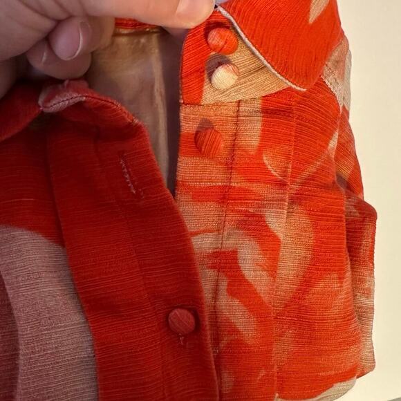 Jonathan Saunders Sleeveless Midi Shirt Dress Size 36 (US 4) Orange-Red/Beige - Picture 11 of 11